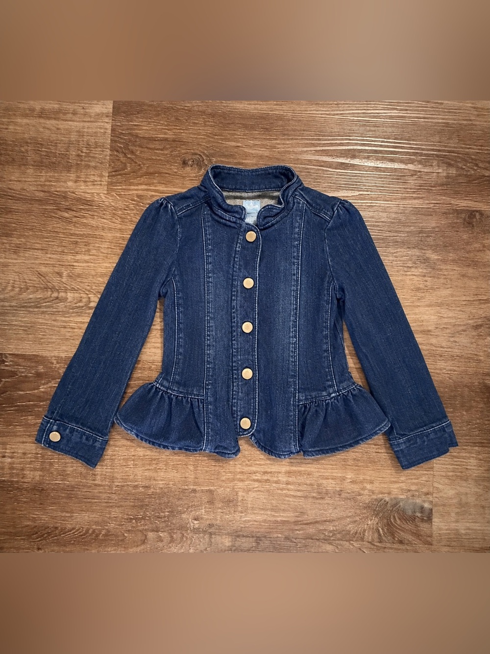 GAP Girls Navy Denim Peplum Jacket with Gold Buttons